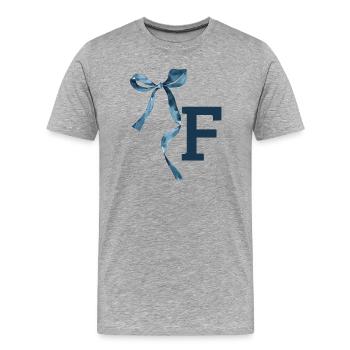 Monogramm f Geschenkidee - Männer Premium Bio T-Shirt - Grau meliert - Vorne - Damien (186cm)