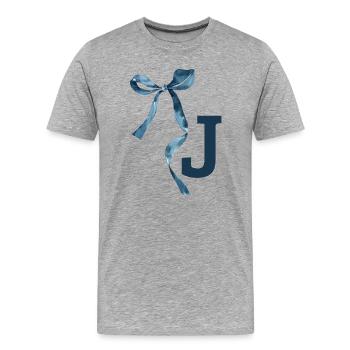 Monogramme j idée cadeau  - T-shirt bio Premium Homme - gris chiné - Devant - Damien (186cm)