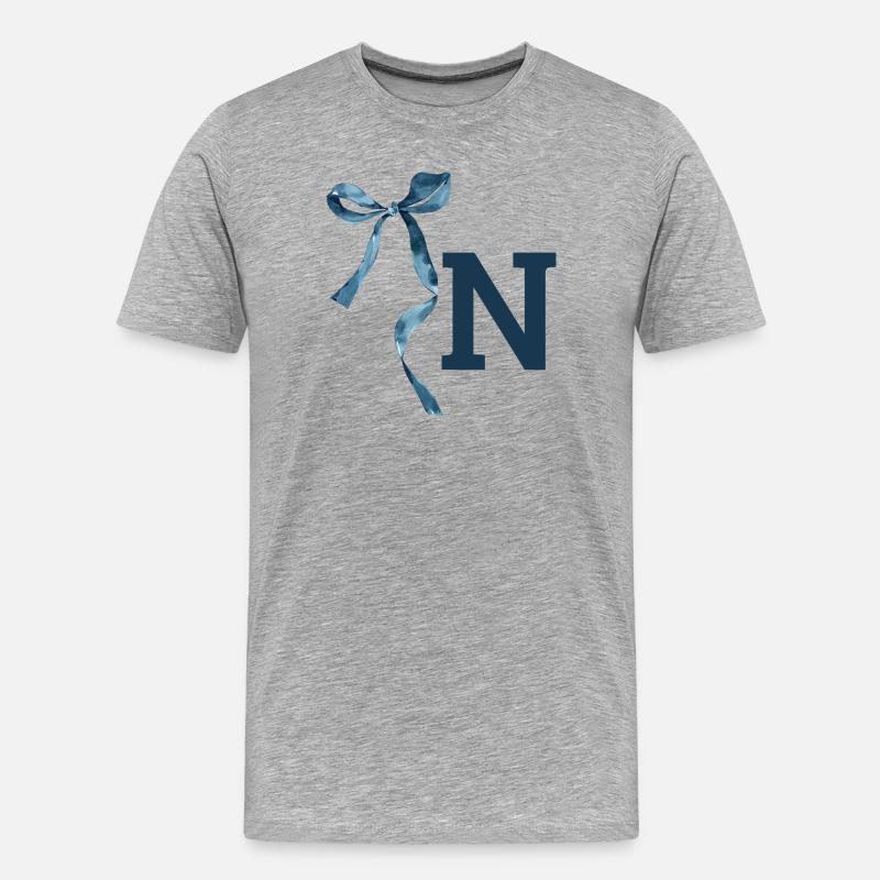Monogramm n Geschenkidee - Männer Premium Bio T-Shirt - Grau meliert