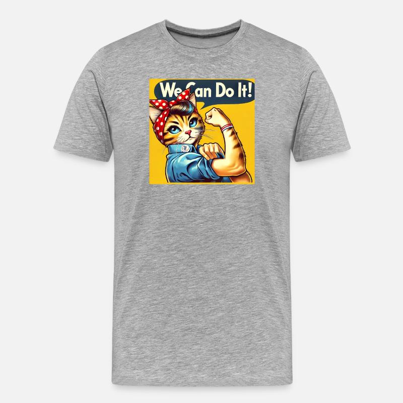 Empowered Kitty Rosie, liebe Katzen - Männer Premium Bio T-Shirt - Grau meliert