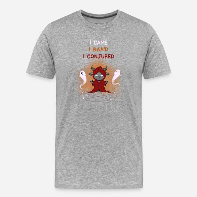 Himmlischer Zauberbock mit Geistern - Männer Premium Bio T-Shirt - Grau meliert