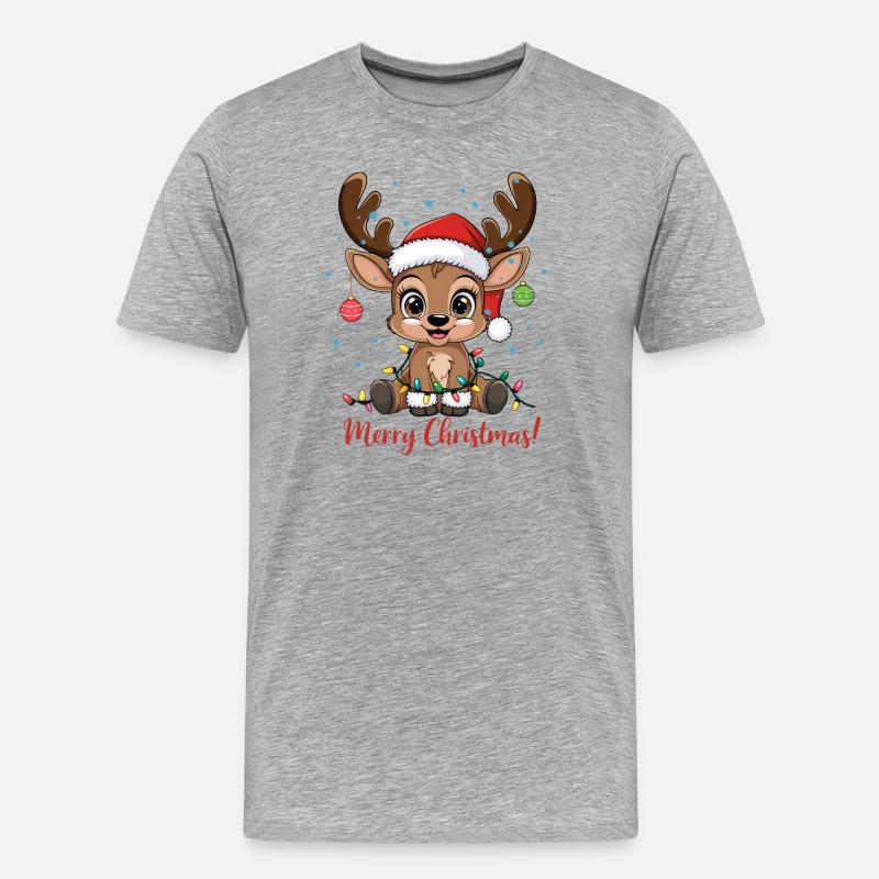 Süßer Rentier Weihnachtspullover Merry Christmas - Männer Premium Bio T-Shirt - Grau meliert