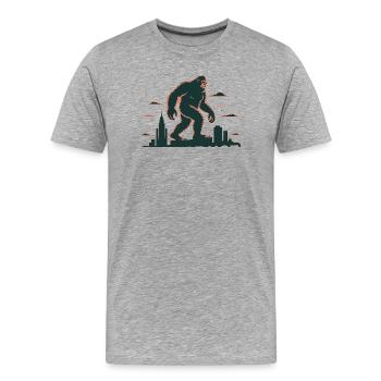 Giant Gorilla Over City Skyline - Men's Premium Organic T-Shirt - heather grey - Front - Damien (186cm)