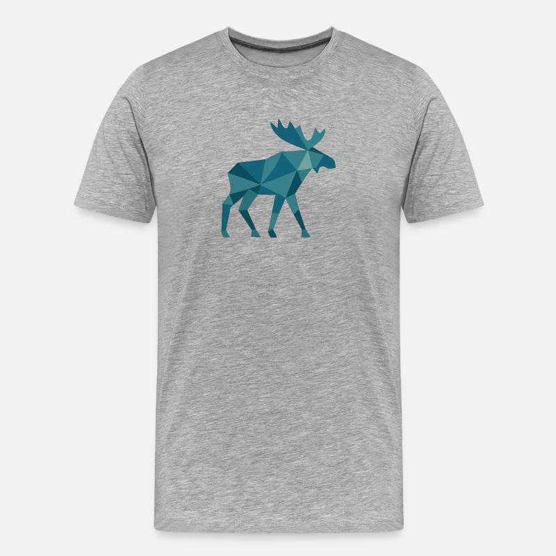 Geometrischer Elch im Polygon-Stil - Männer Premium Bio T-Shirt - Grau meliert