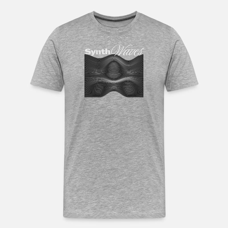 Synth waves Synthesizer  - Männer Premium Bio T-Shirt - Grau meliert