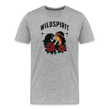 Stimmungsvolles feminines und katzenartiges Tattoo - Männer Premium Bio T-Shirt - Grau meliert - Vorne - Damien (186cm)