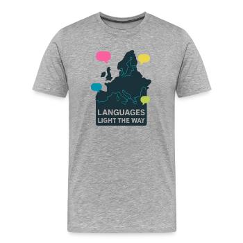 Languages light the way Languages Europe - Men's Premium Organic T-Shirt - heather grey - Front - Damien (186cm)