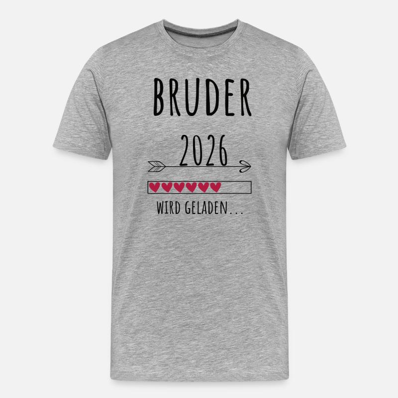 Werdender Bruder 2026 Geschenk Schwangerschaft - Männer Premium Bio T-Shirt - Grau meliert
