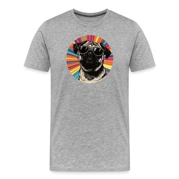 Casual dog with sunglasses - Men's Premium Organic T-Shirt - heather grey - Front - Damien (186cm)