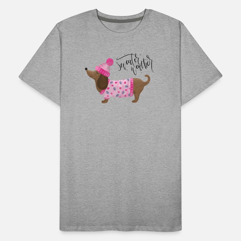 Teckel avec pull et chapeau Pull Météo rose T-shirt bio Premium Homme