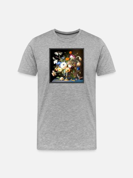 Bouquet Still Life Baroque Flemish Style - Men's Premium Organic T-Shirt - heather grey