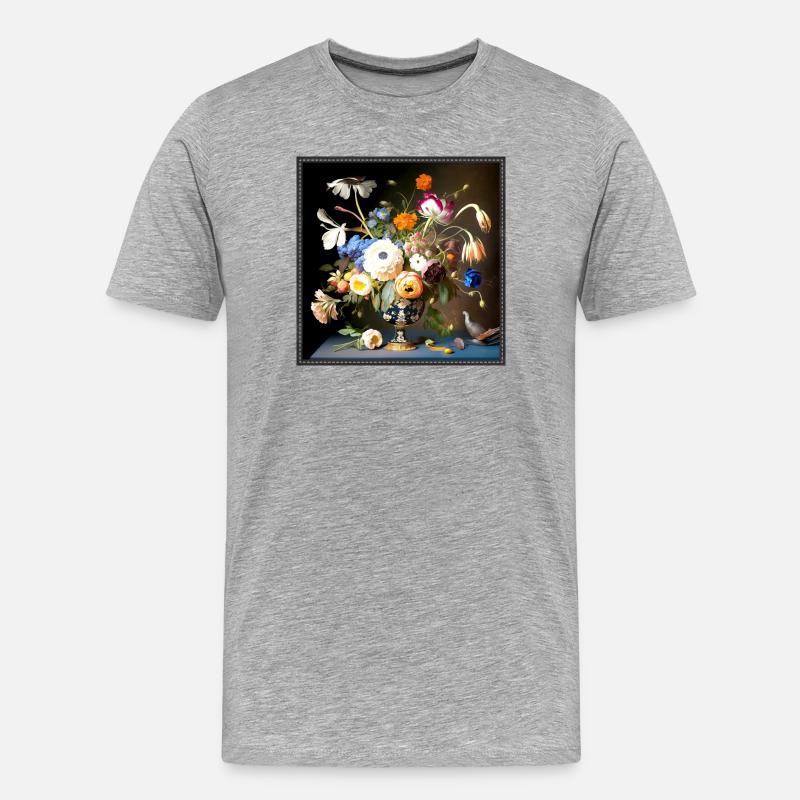 Blumenstrauß Stillleben Barock flämischer Stil - Männer Premium Bio T-Shirt - Grau meliert