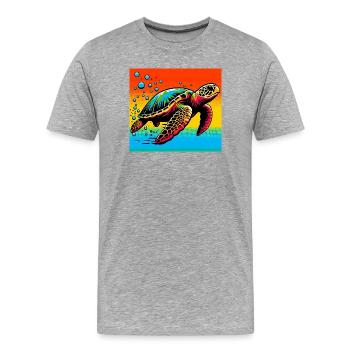 Schildkröte - Männer Premium Bio T-Shirt - Grau meliert - Vorne - Damien (186cm)
