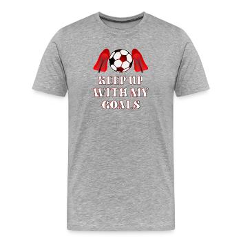 FRAUEN FUSSBALL TORE HIGH HEELS FRAUEN - Männer Premium Bio T-Shirt - Grau meliert - Vorne - Damien (186cm)