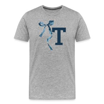 Monogramme t idée cadeau  - T-shirt bio Premium Homme - gris chiné - Devant - Damien (186cm)