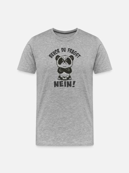 Cuddly panda with humorous saying - Men's Premium Organic T-Shirt - heather grey