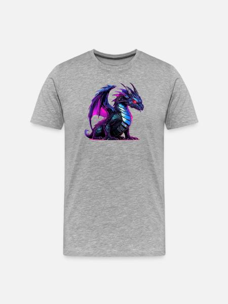 Neon dragon illustration on black - Men's Premium Organic T-Shirt - heather grey