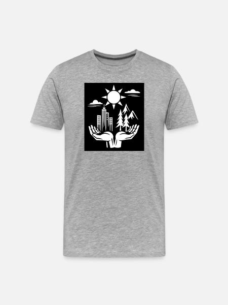 Urban Nature Harmony Illustration - Men's Premium Organic T-Shirt - heather grey