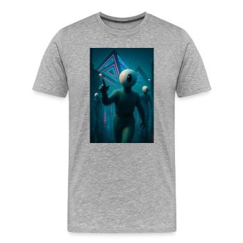 Bot und Pyramide - Männer Premium Bio T-Shirt - Grau meliert - Vorne - Damien (186cm)