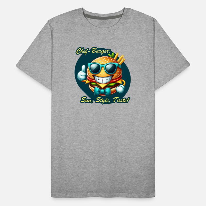 Sunny Chef Burger Cartoon Design Men's Premium Organic T-Shirt