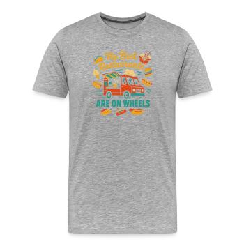 Les meilleurs restaurants sont sur roues - T-shirt bio Premium Homme - gris chiné - Devant - Damien (186cm)