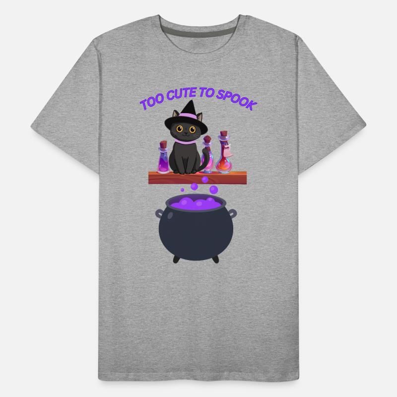 Chat sorcière mignon avec potion magique T-shirt bio Premium Homme