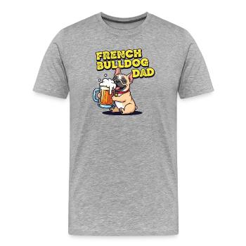 Papa bouledogue français avec motif drôle de bière - T-shirt bio Premium Homme - gris chiné - Devant - Damien (186cm)