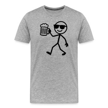 Bière Stick Figure - T-shirt bio Premium Homme - gris chiné - Devant - Damien (186cm)