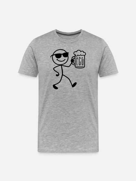 Booze Party Beer Stick Figure - Men's Premium Organic T-Shirt - heather grey