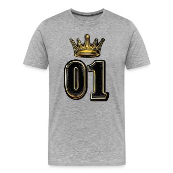 1 Couronne de chiffres - T-shirt bio Premium Homme - gris chiné - Devant - Damien (186cm)
