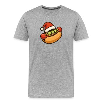 Hot-dog festif avec chapeau de Père Noël - T-shirt bio Premium Homme - gris chiné - Devant - Damien (186cm)