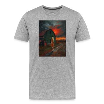 Ciel d’orage mystique avec vue - T-shirt bio Premium Homme - gris chiné - Devant - Damien (186cm)