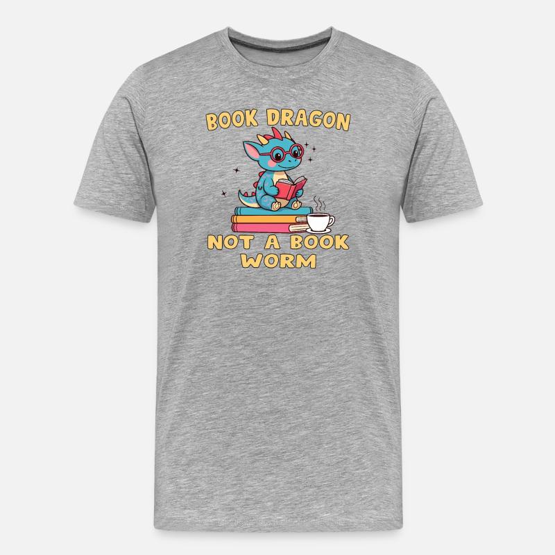Drache Bibliophile Eule - Männer Premium Bio T-Shirt - Grau meliert
