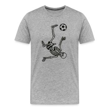 Skeleton with Football | Bicycle kick - Men's Premium Organic T-Shirt - heather grey - Front - Damien (186cm)