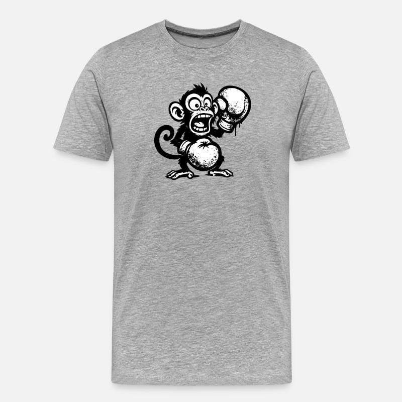 Cartoon Monkey with Fruit and Skull - Men's Premium Organic T-Shirt - heather grey