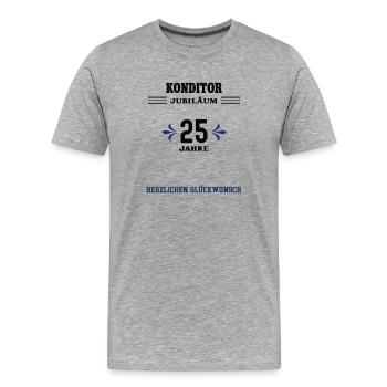 Konditor 25 Jahre Jubiläum 25. jähriges Jubilaeum - Männer Premium Bio T-Shirt - Grau meliert - Vorne - Damien (186cm)