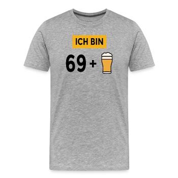 70th Birthday Men Funny Beer Saying Gift - Men's Premium Organic T-Shirt - heather grey - Front - Damien (186cm)