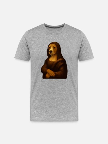 Dog Portrait in Renaissance Style - Men's Premium Organic T-Shirt - heather grey