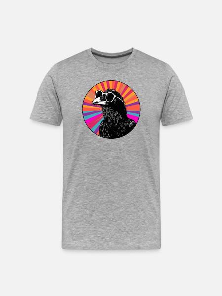 Bird with sunglasses and gradient - Men's Premium Organic T-Shirt - heather grey