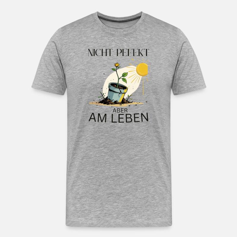 Wachsender Lebensbaum in Blumentopf - Männer Premium Bio T-Shirt - Grau meliert