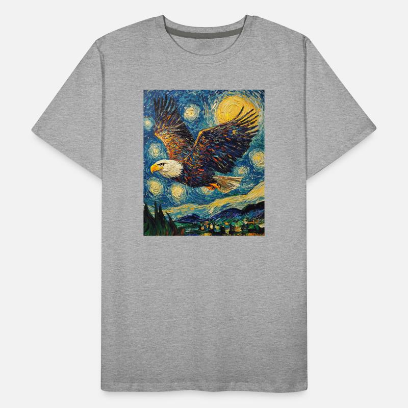 Eagle Bird Van Gogh Style Starry Night Men's Premium Organic T-Shirt
