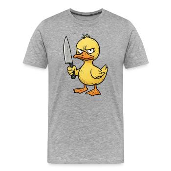 Caneton en colère avec couteau - T-shirt bio Premium Homme - gris chiné - Devant - Damien (186cm)