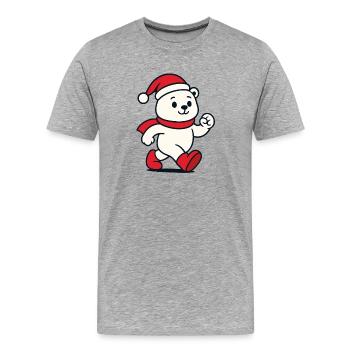 Süßer Weihnachtsbär - Winter Kuschel Design - Männer Premium Bio T-Shirt - Grau meliert - Vorne - Damien (186cm)