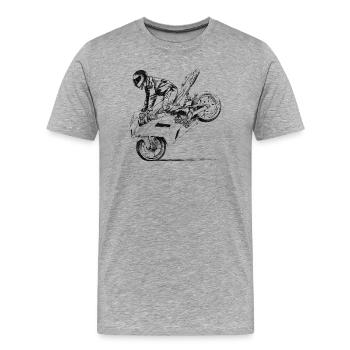 Cascade à moto - T-shirt bio Premium Homme - gris chiné - Devant - Damien (186cm)