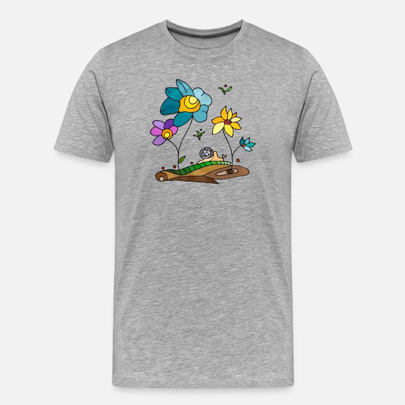 Blumen - Männer Premium Bio T-Shirt - Grau meliert