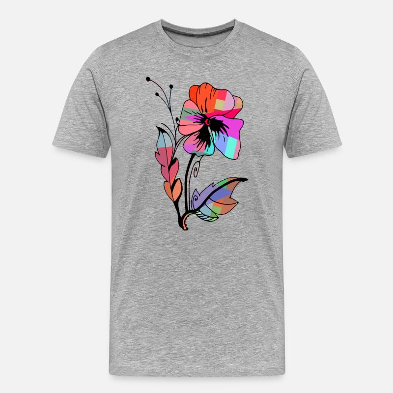 Blume - Männer Premium Bio T-Shirt - Grau meliert