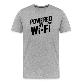 Powered by Wi-Fi - Men's Premium Organic T-Shirt - heather grey - Front - Damien (186cm)