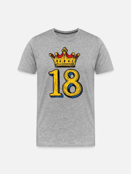 18 Zahl Krone - Männer Premium Bio T-Shirt - Grau meliert
