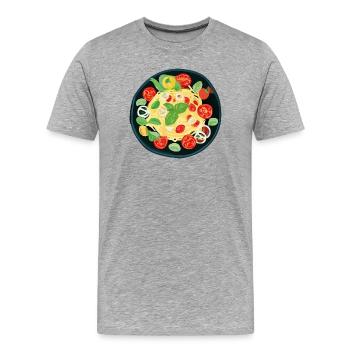 Pâtes fraîches aux tomates et basilic - T-shirt bio Premium Homme - gris chiné - Devant - Damien (186cm)