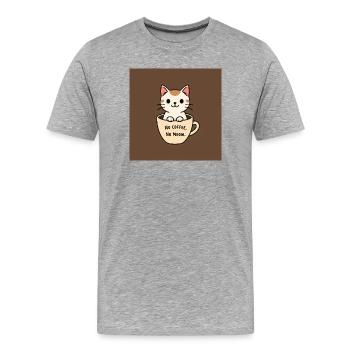 Cat Coffee Saying Design - Men's Premium Organic T-Shirt - heather grey - Front - Damien (186cm)
